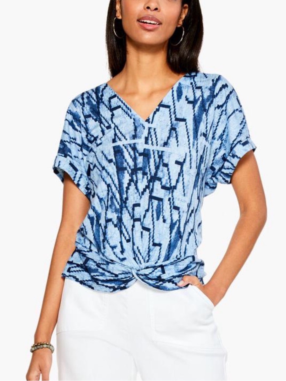 NIC+ZOE Zig Zag V-Neck Top